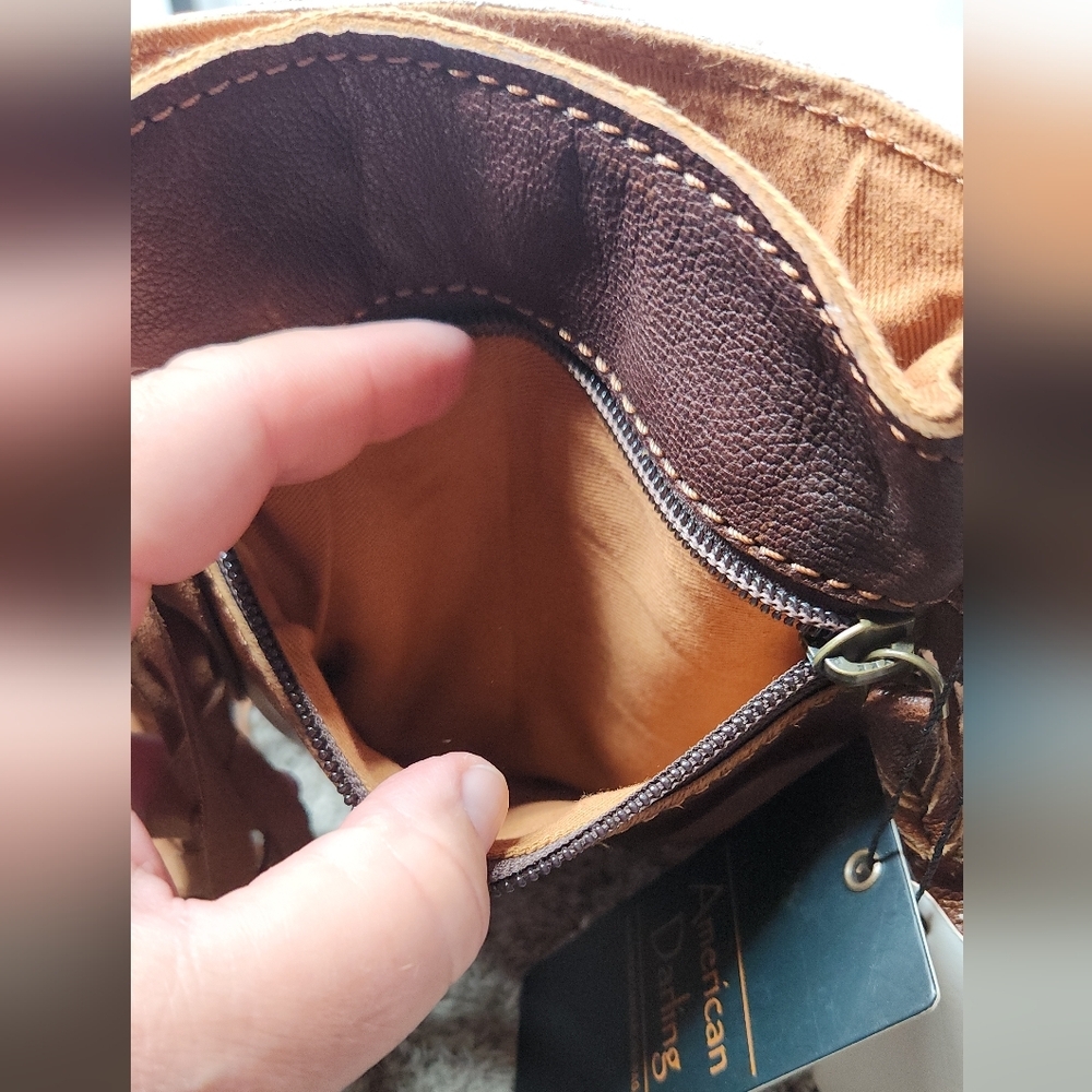 American Darling Crossbody Cowhide & Leather Purse With Fringe - Picture 8 of 13